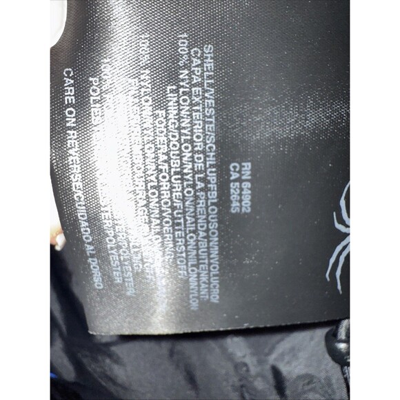 Spyder Leader Men's L Waterproof Ski Snowboard Jacket Blue White Stowaway Hood - Picture 16 of 16